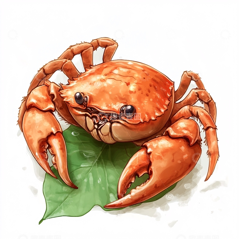 高清大图下载【趣麦麦图】插画手绘螃蟹