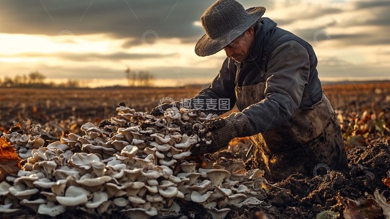 高清大图下载【趣麦麦图】秋日蘑菇采摘