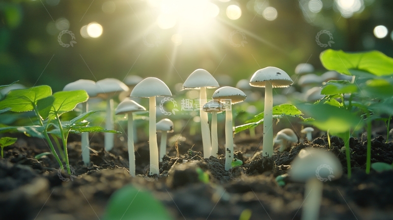 高清大图下载【趣麦麦图】晨光下的蘑菇4