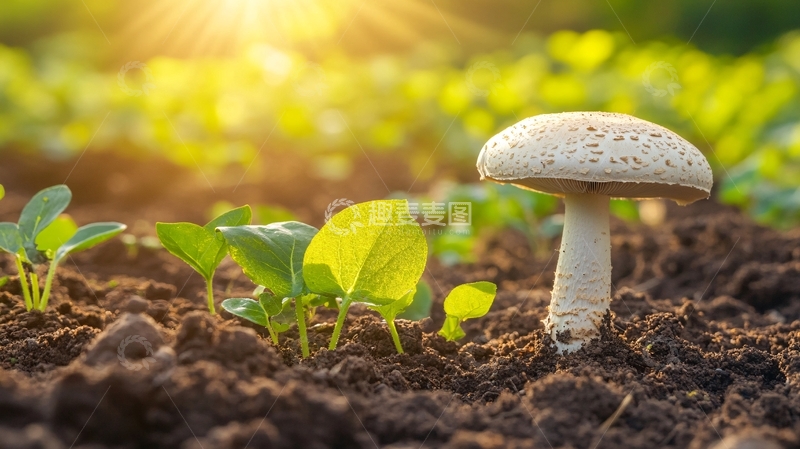 高清大图下载【趣麦麦图】晨光下的蘑菇2