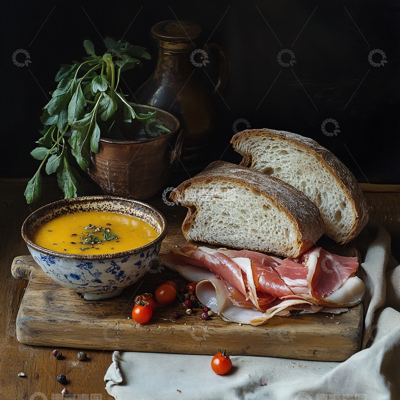 高清大图下载【趣麦麦图】面包配罗宋汤
