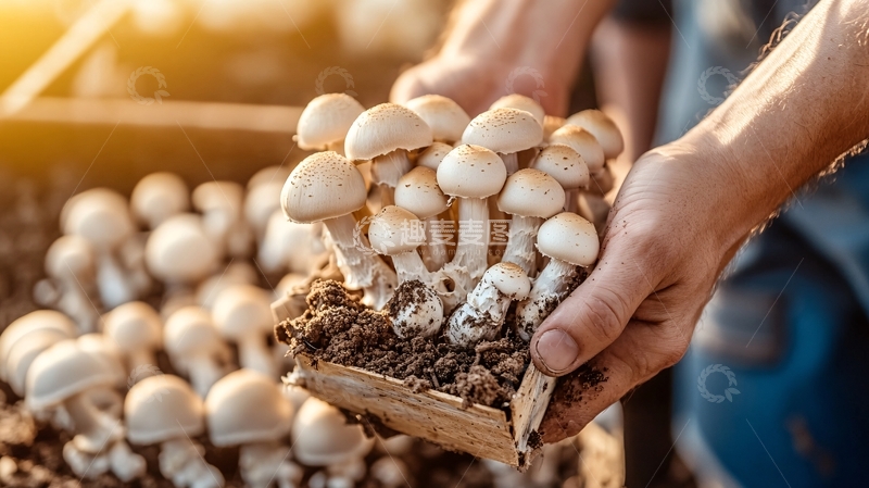 高清大图下载【趣麦麦图】人工种植蘑菇