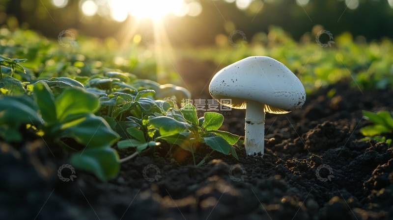 高清大图下载【趣麦麦图】晨光下的蘑菇3