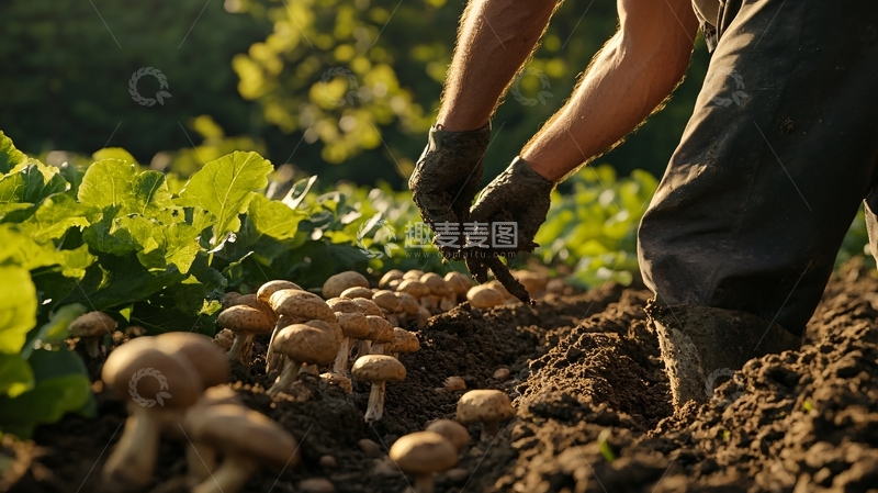 高清大图下载【趣麦麦图】农民正在挖土豆