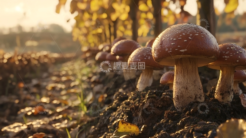 高清大图下载【趣麦麦图】晨光下的蘑菇8