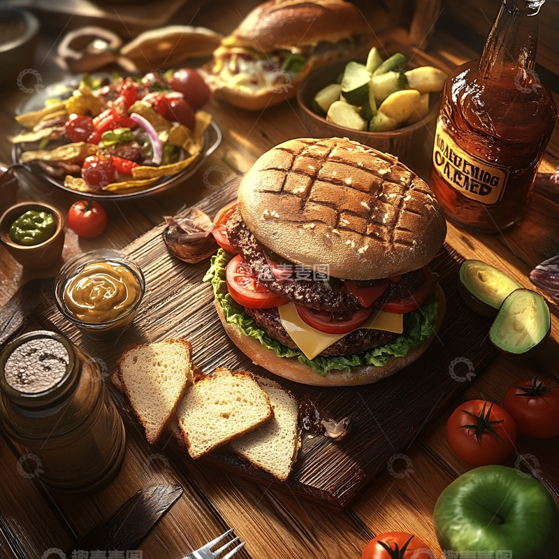 高清大图下载【趣麦麦图】汉堡主图2