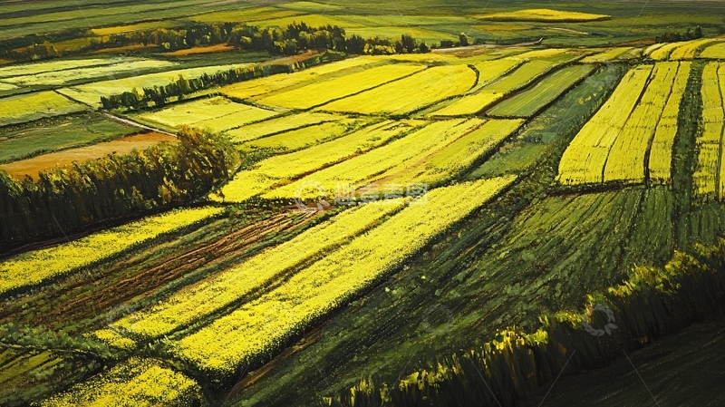 高清大图下载【趣麦麦图】大地油菜花色块