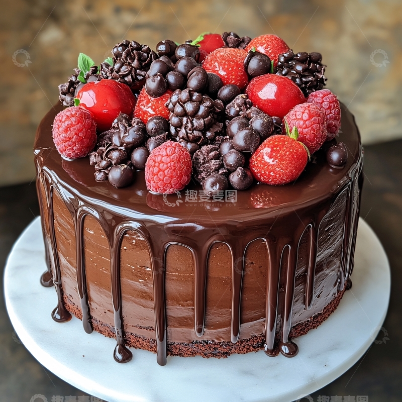 高清大图下载【趣麦麦图】巧克力淋面蛋糕