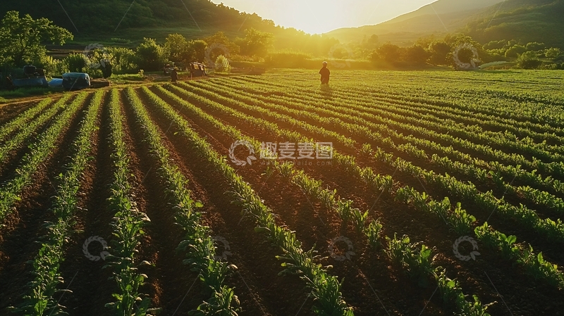高清大图下载【趣麦麦图】烟田灌溉场景