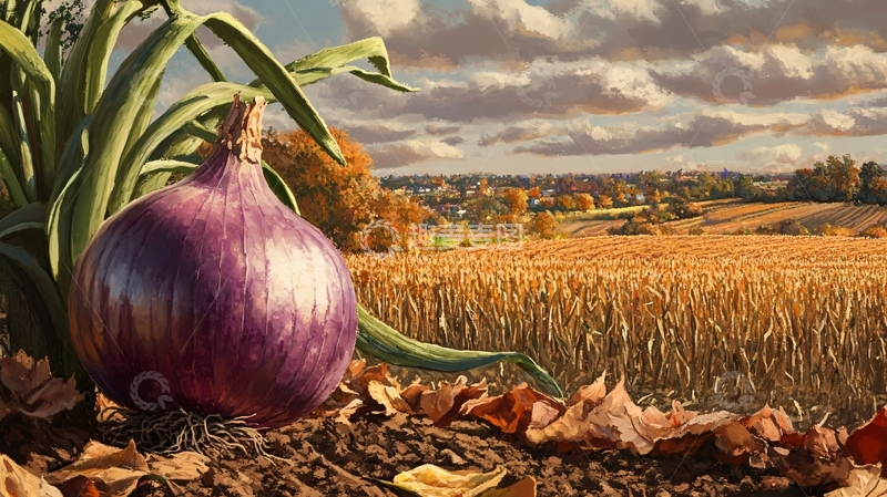 高清大图下载【趣麦麦图】秋收洋葱地