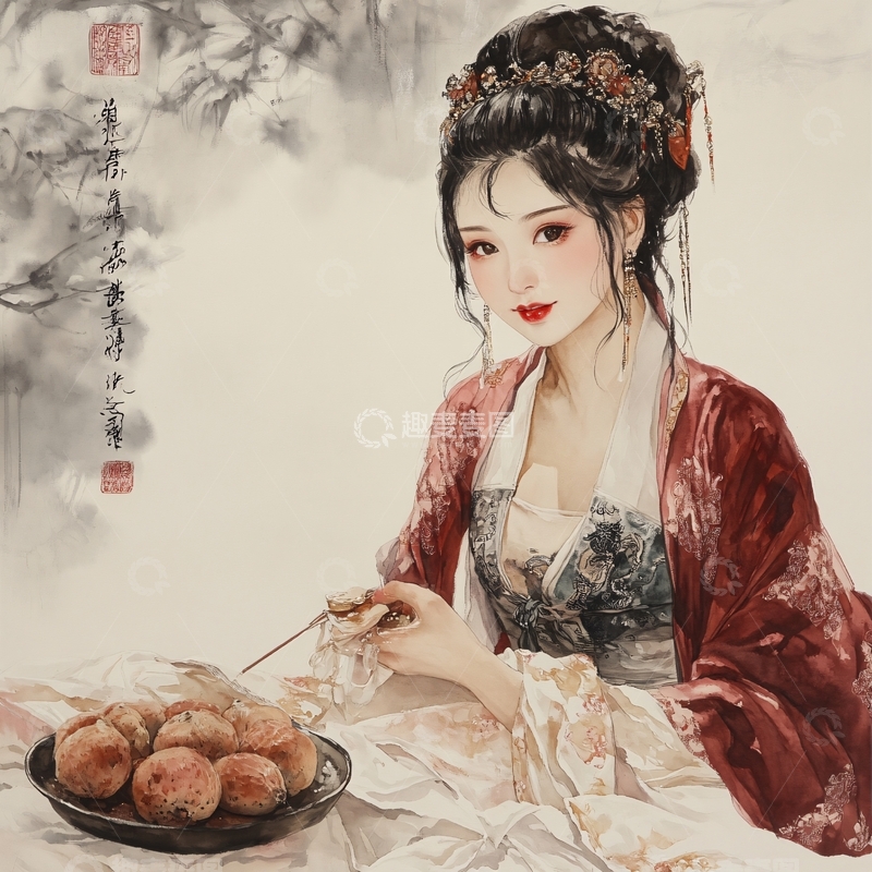高清大图下载【趣麦麦图】品枣古风美人