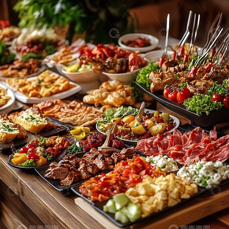 高清大图下载【趣麦麦图】自助餐菜系1