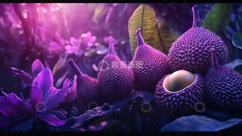 高清大图下载【趣麦麦图】炫彩黑加仑凤梨壁纸