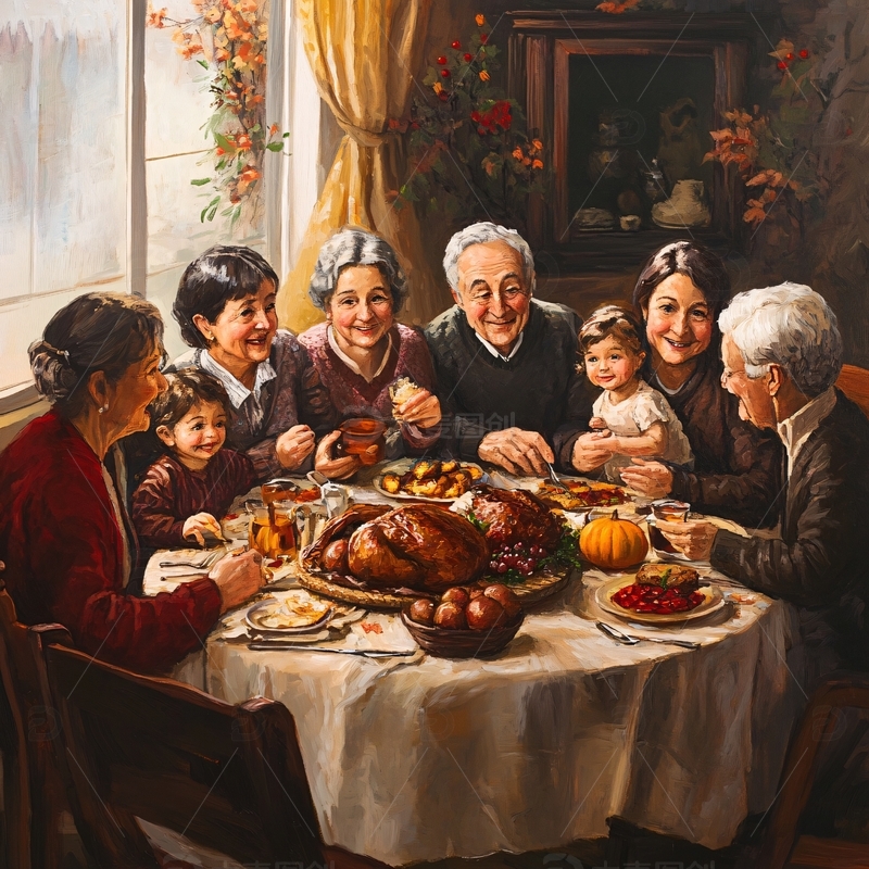 高清大图下载【趣麦麦图】感恩节家庭团聚4