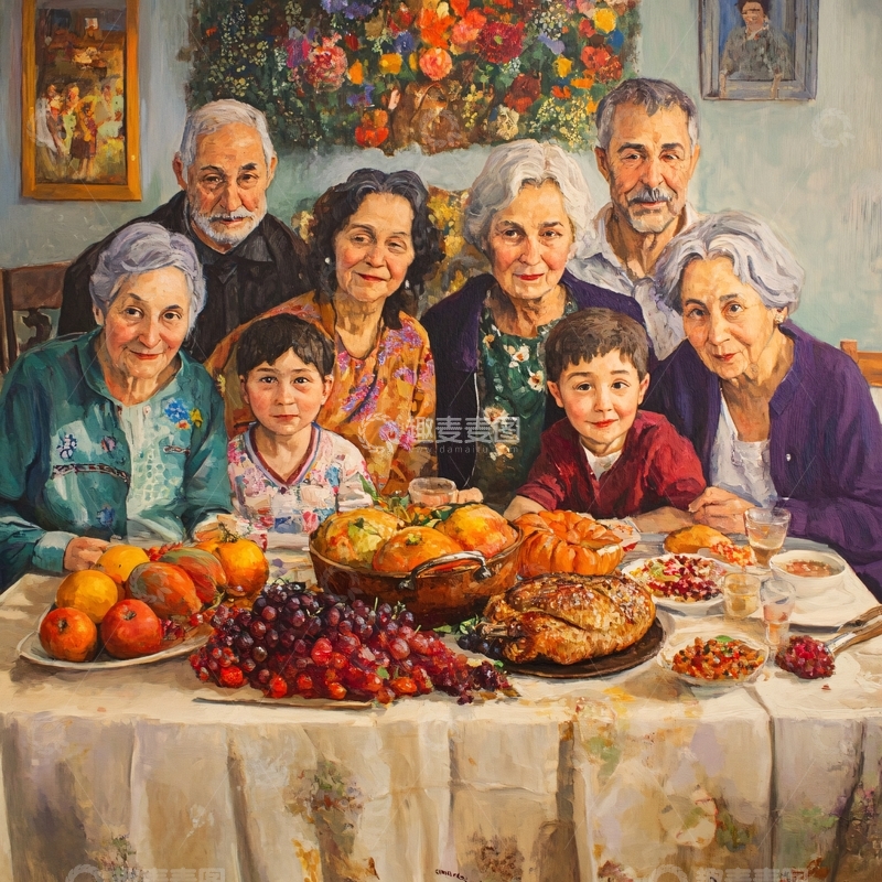 高清大图下载【趣麦麦图】家庭的感恩节大餐2