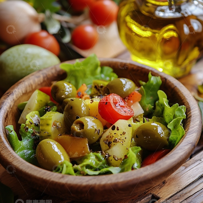高清大图下载【趣麦麦图】橄榄拌菜1