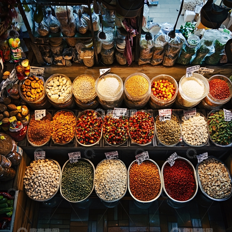 高清大图下载【趣麦麦图】谷物市场多样食材