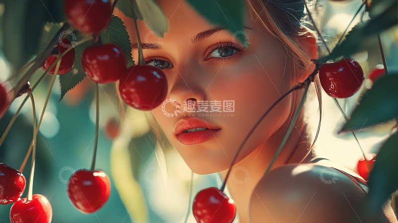 高清大图下载【趣麦麦图】樱桃美女