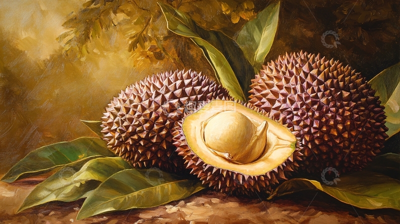 高清大图下载【趣麦麦图】金枕榴莲插画