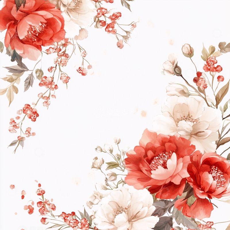 高清大图下载【趣麦麦图】手绘质感牡丹花1