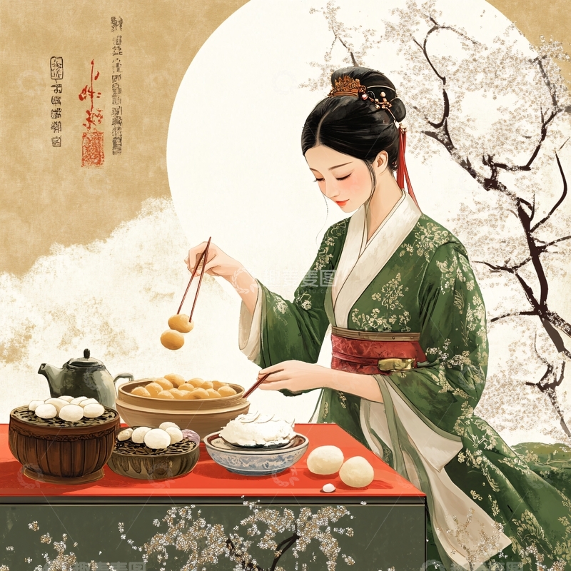 高清大图下载【趣麦麦图】做面点插画1