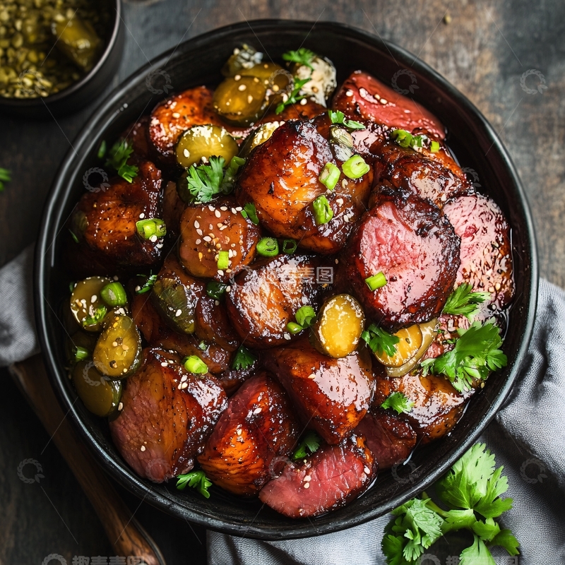 高清大图下载【趣麦麦图】腊肉青豆