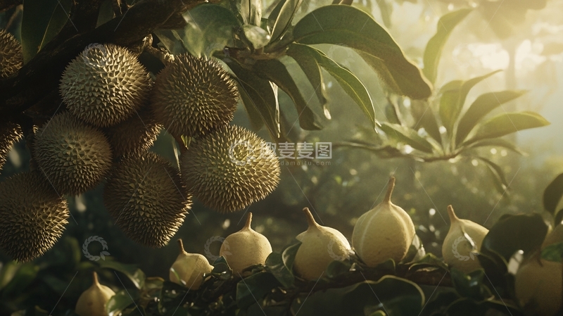 高清大图下载【趣麦麦图】枝头上的榴莲