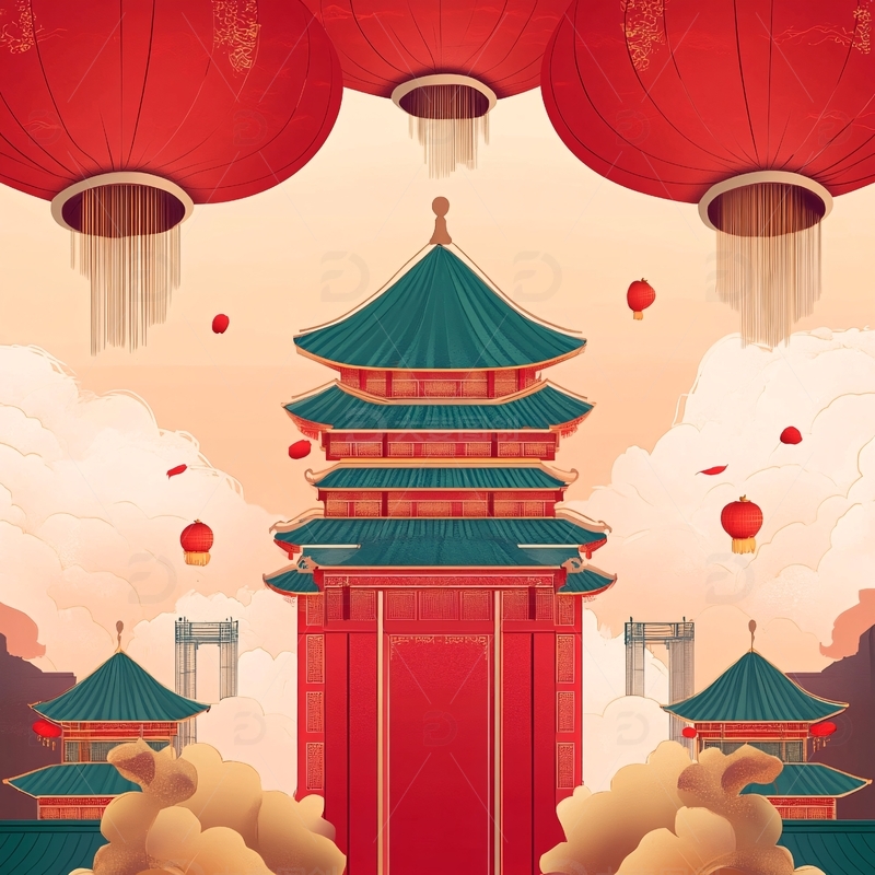 节日海报插画背景图3