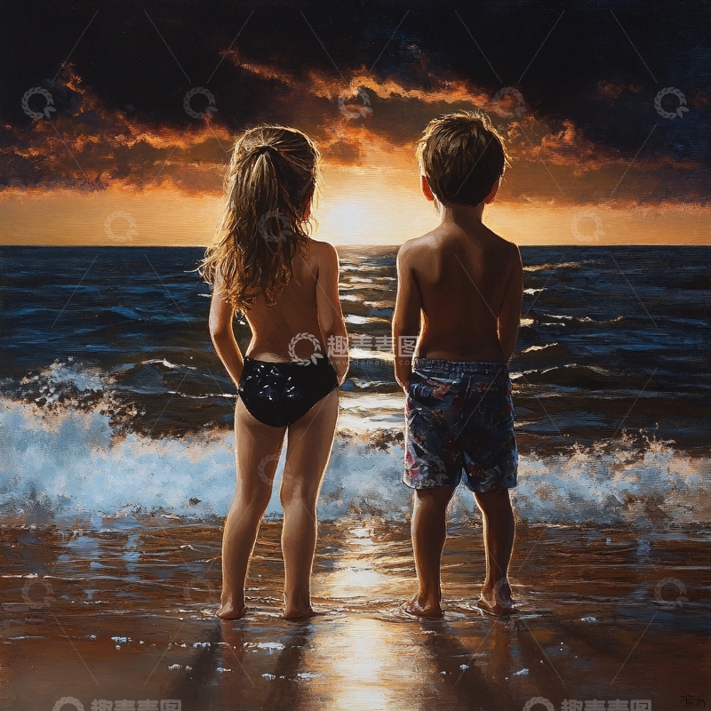 高清大图下载【趣麦麦图】水边的儿童