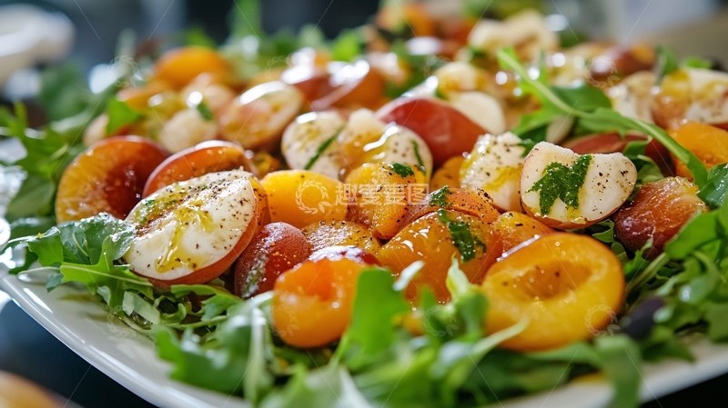 高清大图下载【趣麦麦图】火腿配蜜瓜芝麻菜1