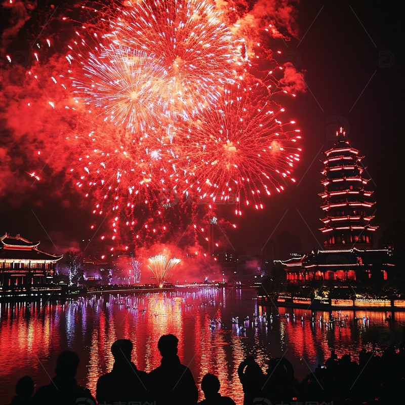 高清大图下载【趣麦麦图】正月十五烟火