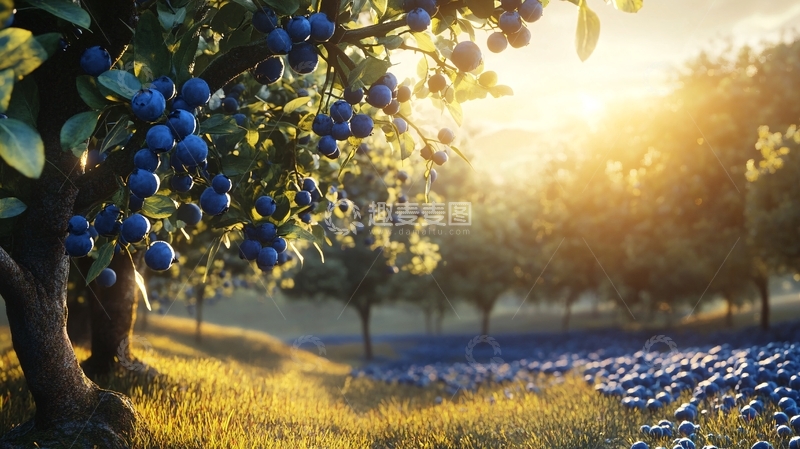 高清大图下载【趣麦麦图】水果素材湖边蓝莓树