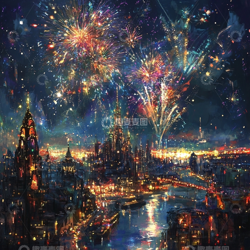 高清大图下载【趣麦麦图】横版烟火1