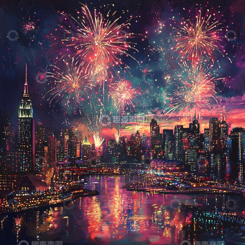 高清大图下载【趣麦麦图】纽约城市鼠绘7