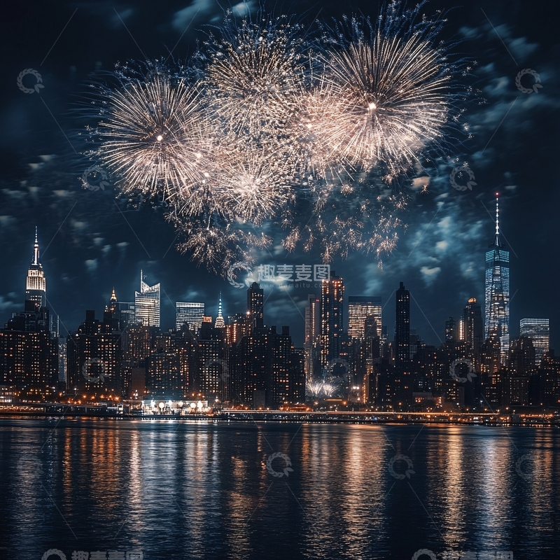 高清大图下载【趣麦麦图】城市夜景烟花6