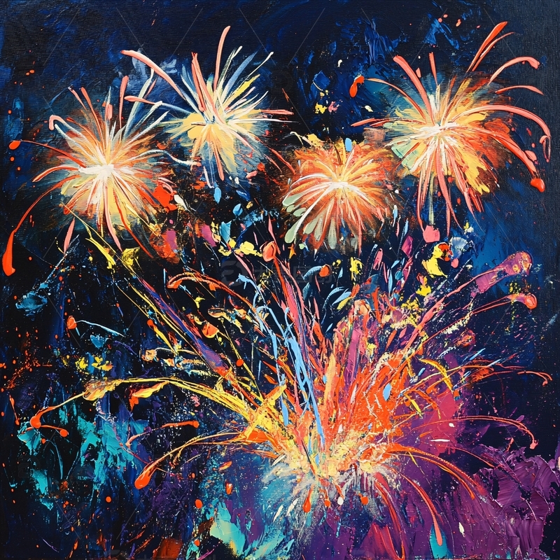 高清大图下载【趣麦麦图】油画肌理烟花