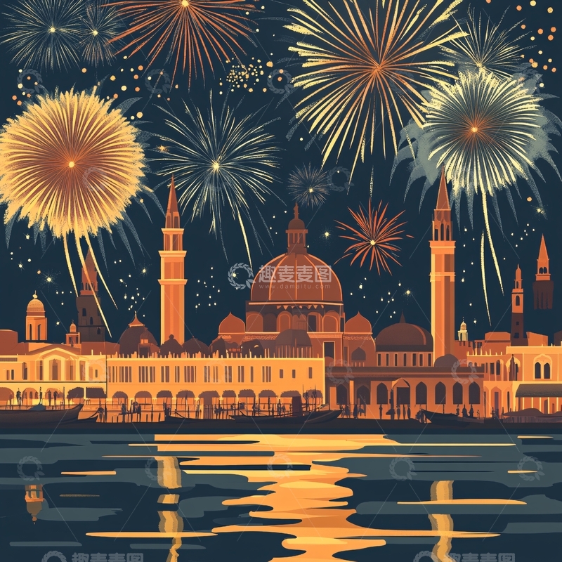 高清大图下载【趣麦麦图】烟花城市