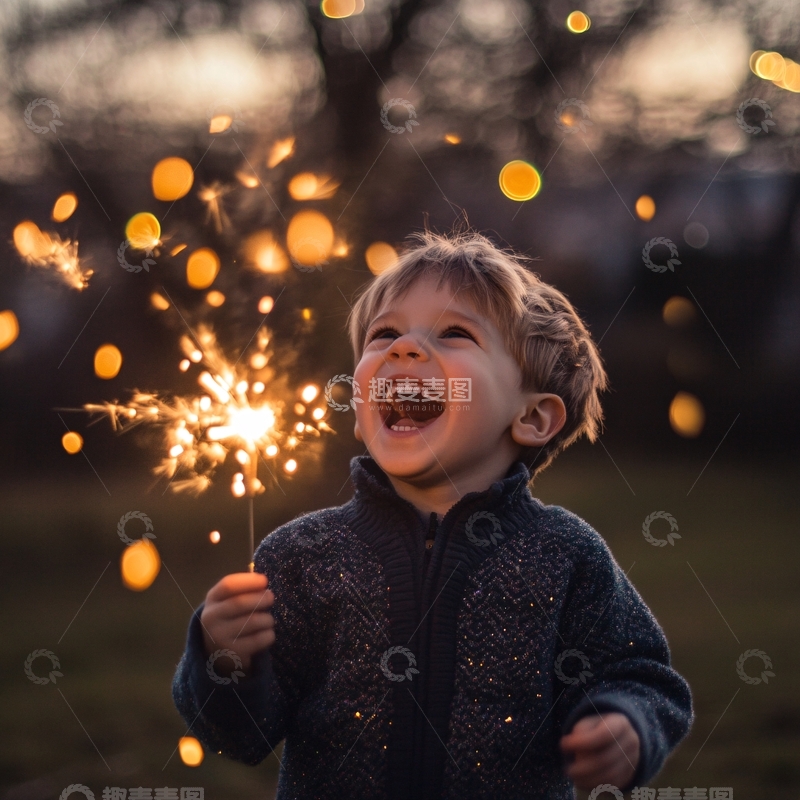 高清大图下载【趣麦麦图】-小孩放炮