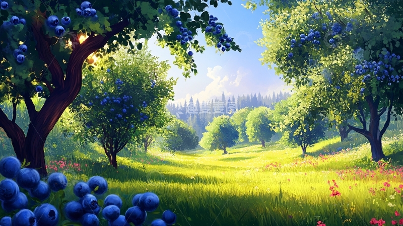 高清大图下载【趣麦麦图】果园插画田园风光3