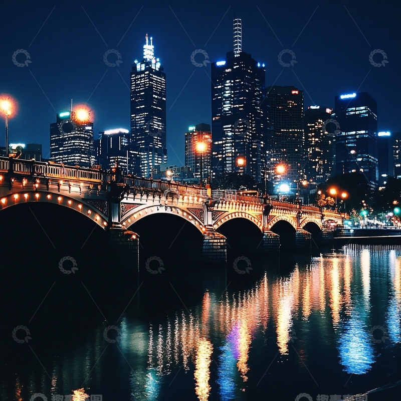 高清大图下载【趣麦麦图】华灯倒影