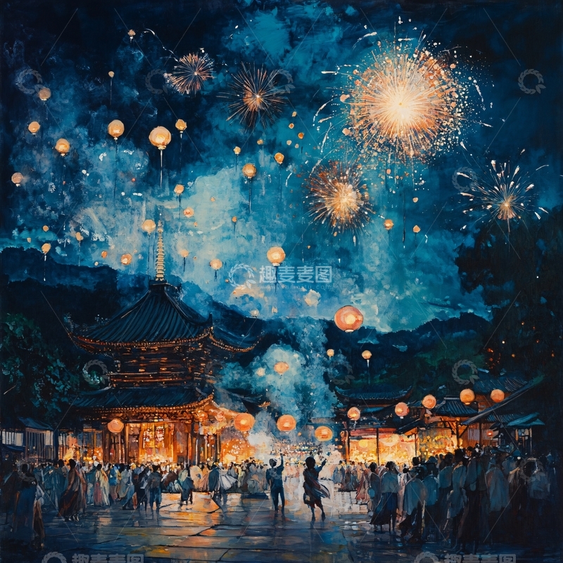 高清大图下载【趣麦麦图】横店插画1