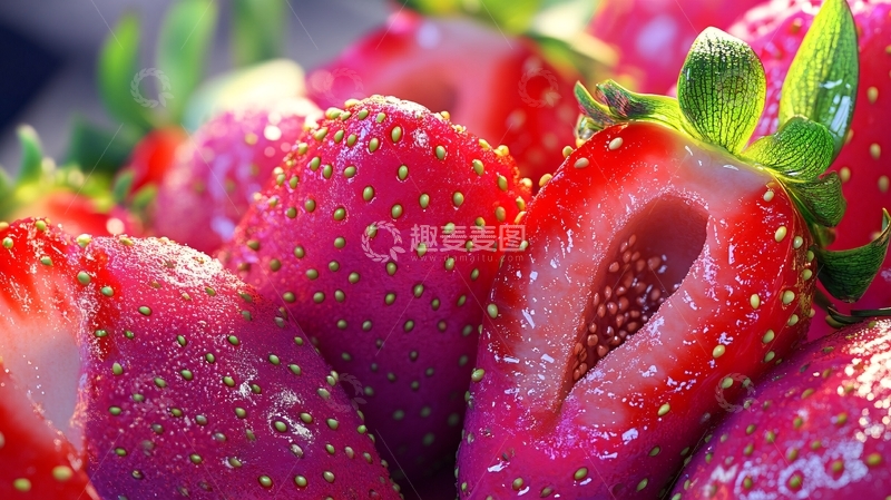 高清大图下载【趣麦麦图】高清微距草莓