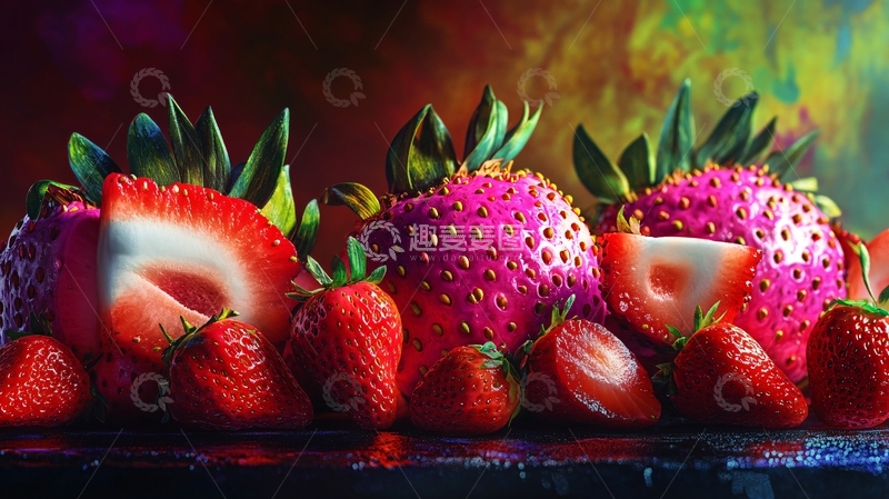 高清大图下载【趣麦麦图】油画草莓