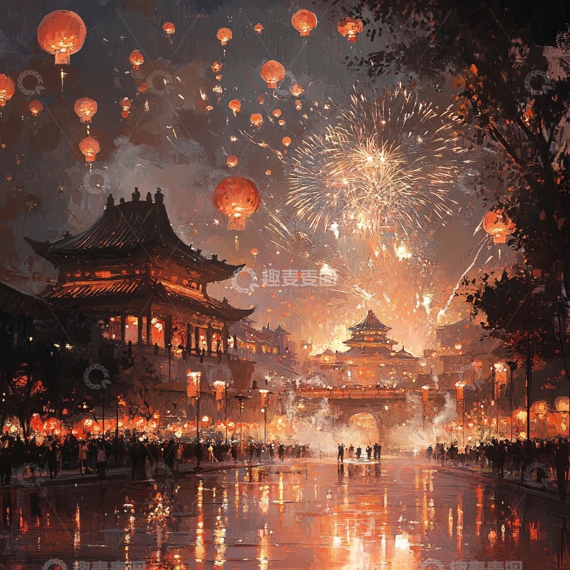 高清大图下载【趣麦麦图】元宵节繁荣