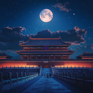 故宫午门立面插画图