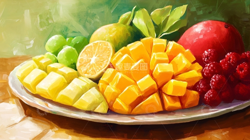 高清大图下载【趣麦麦图】芒果插画手绘