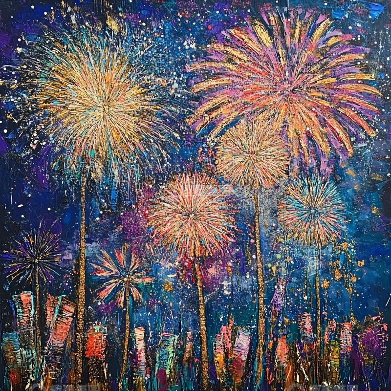 高清大图下载【趣麦麦图】油画肌理烟花1