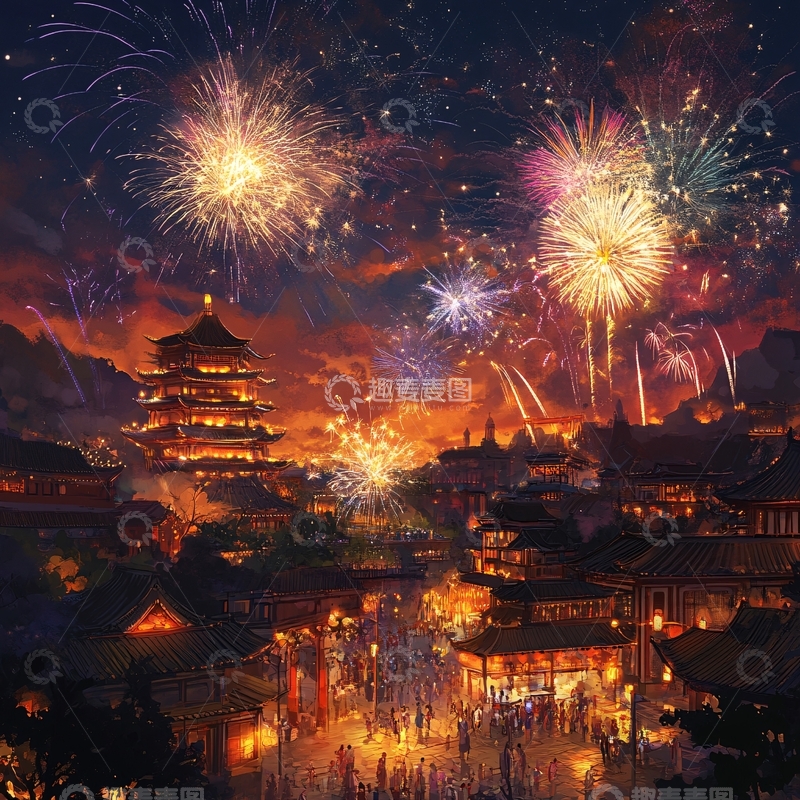 高清大图下载【趣麦麦图】横店插画2