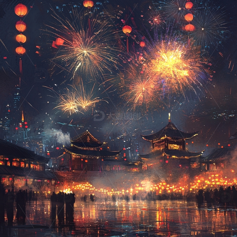 焰火绽放迎新年