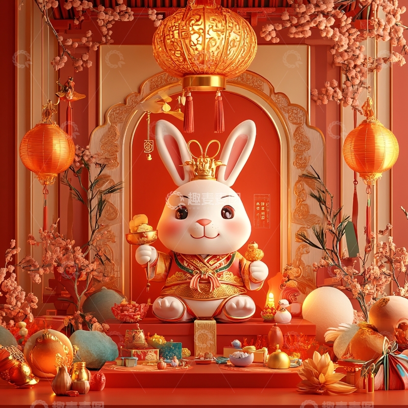 高清大图下载【趣麦麦图】兔年堆头小景